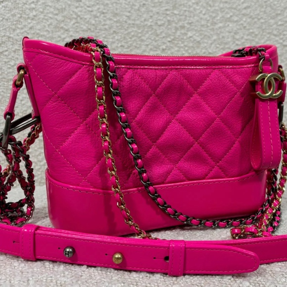Authentic Chanel Fuchsia Goatskin Small Gabreille Bag - Picture 2 of 15